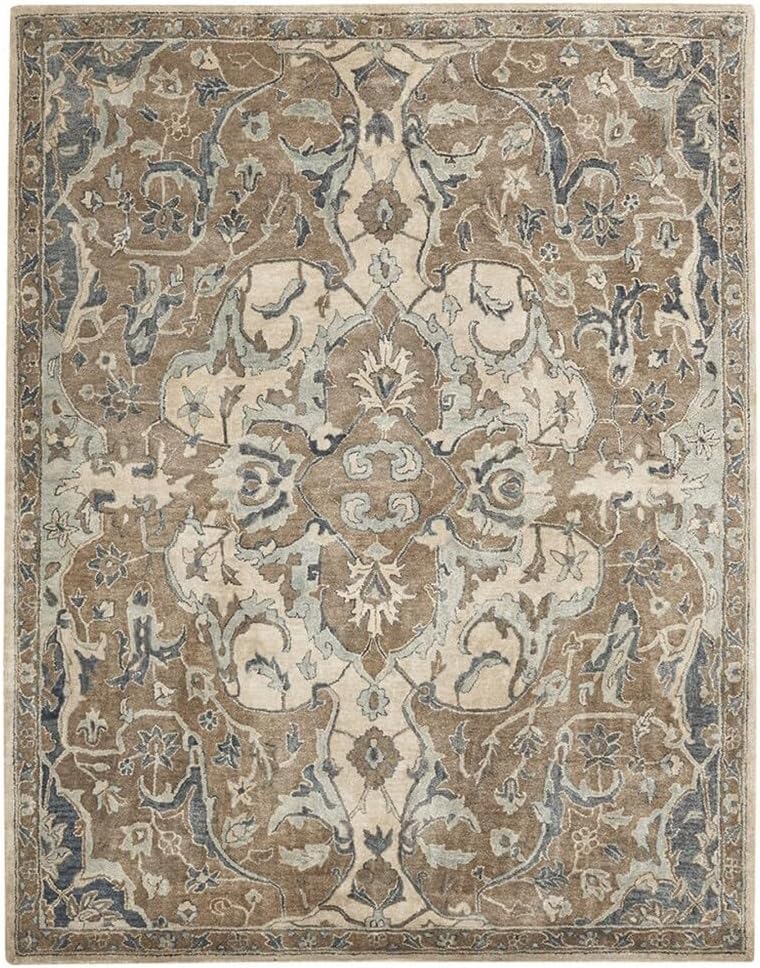 Antique Sandstone Floral Wool Rug
