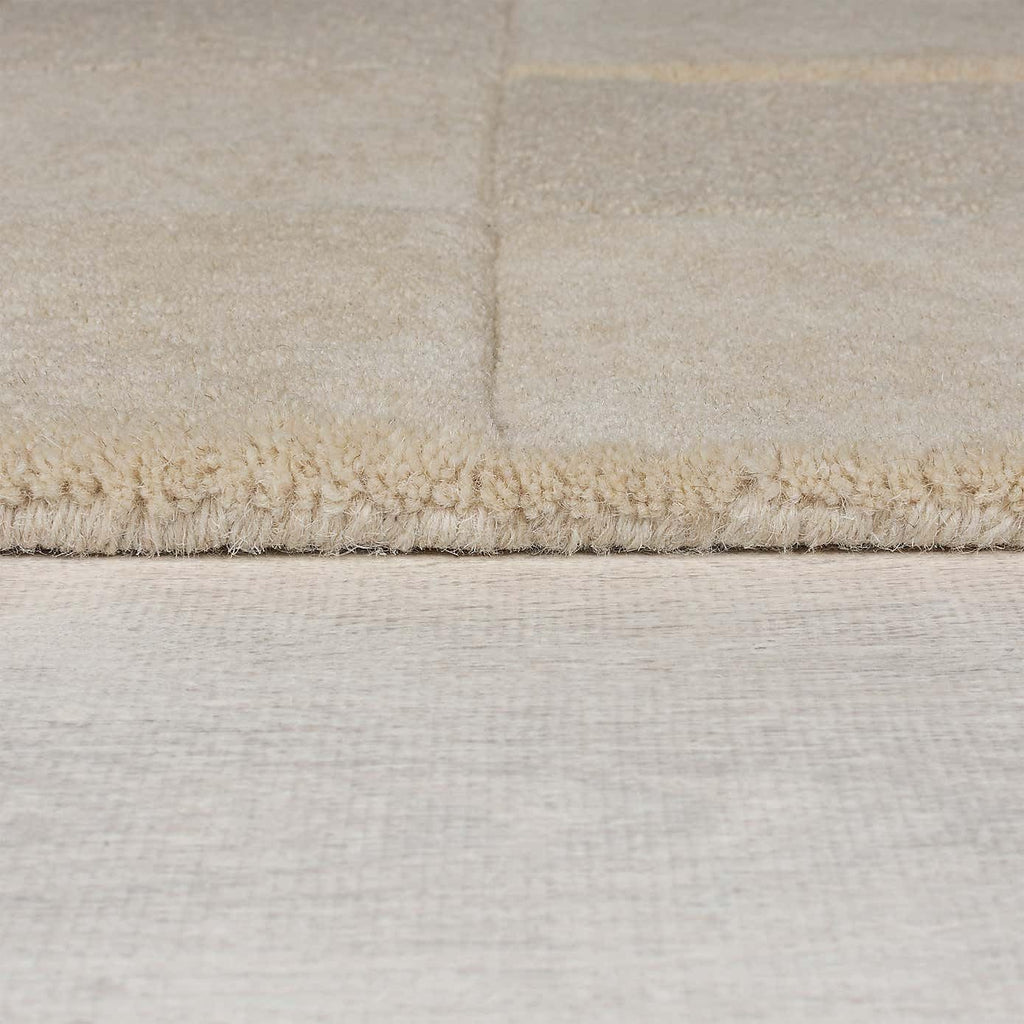 Subtle Beige Patchwork Handmade Wool Carpet