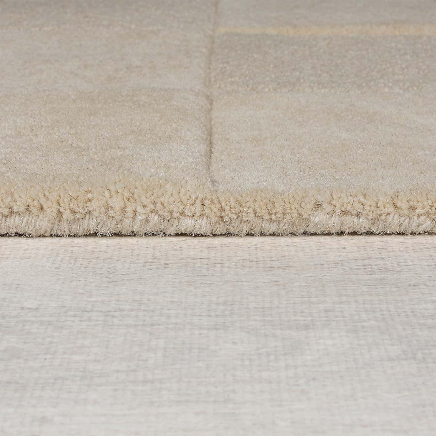 Subtle Beige Patchwork Handmade Wool Carpet