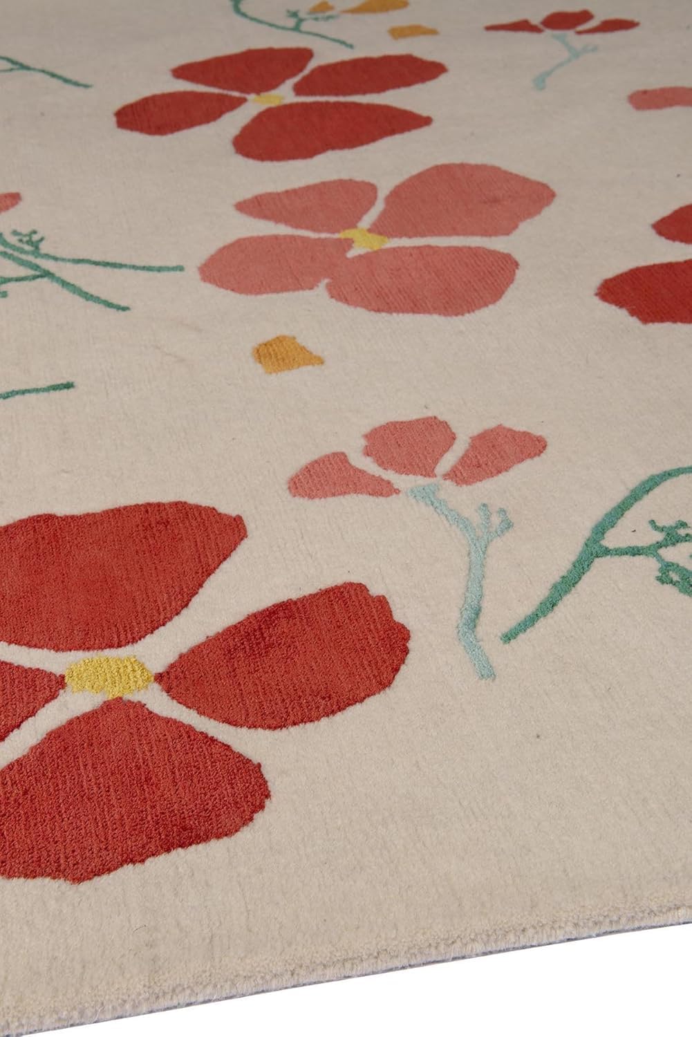 Beige Flower Wool Carpet