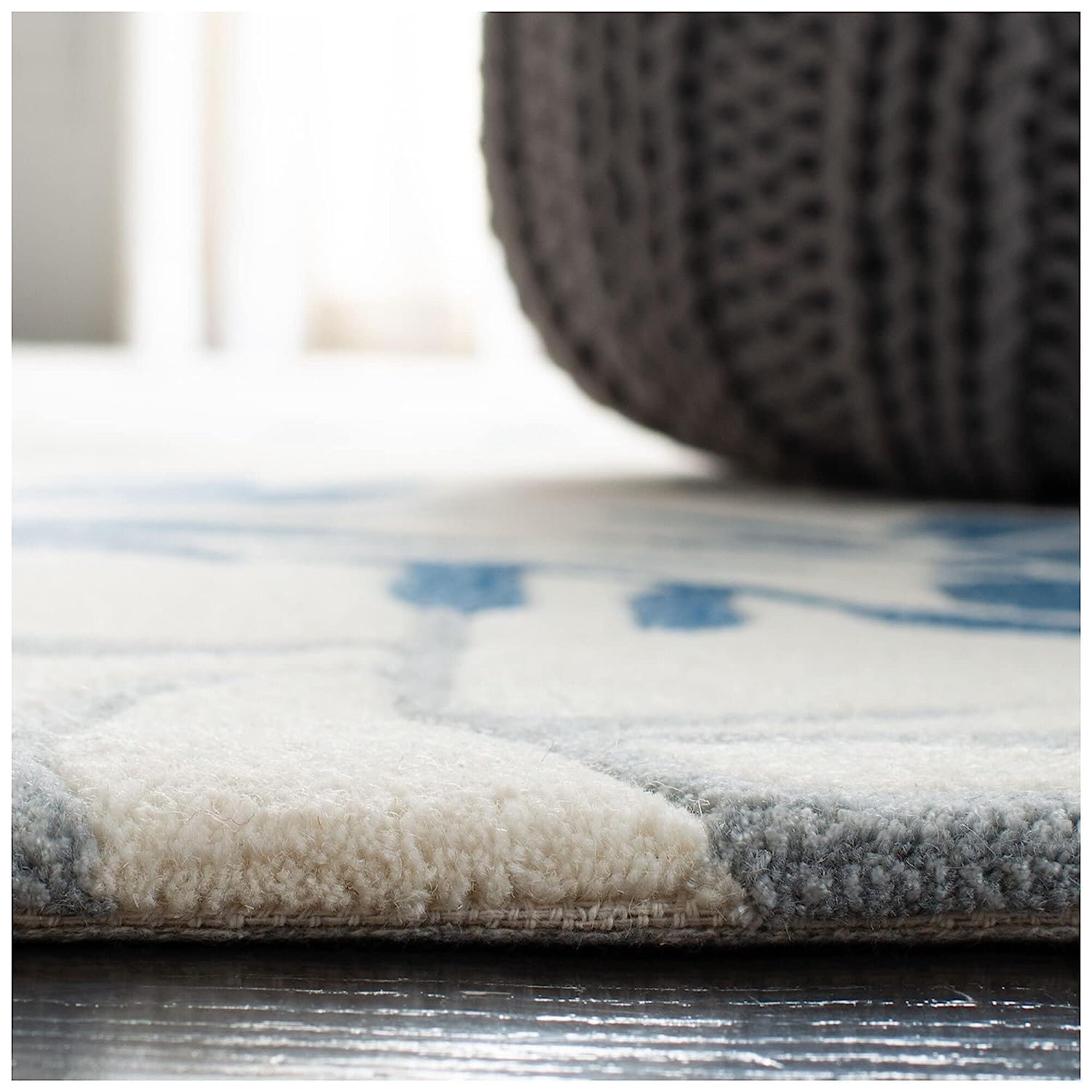 Azure Bloom Elegant Floral Area Rug