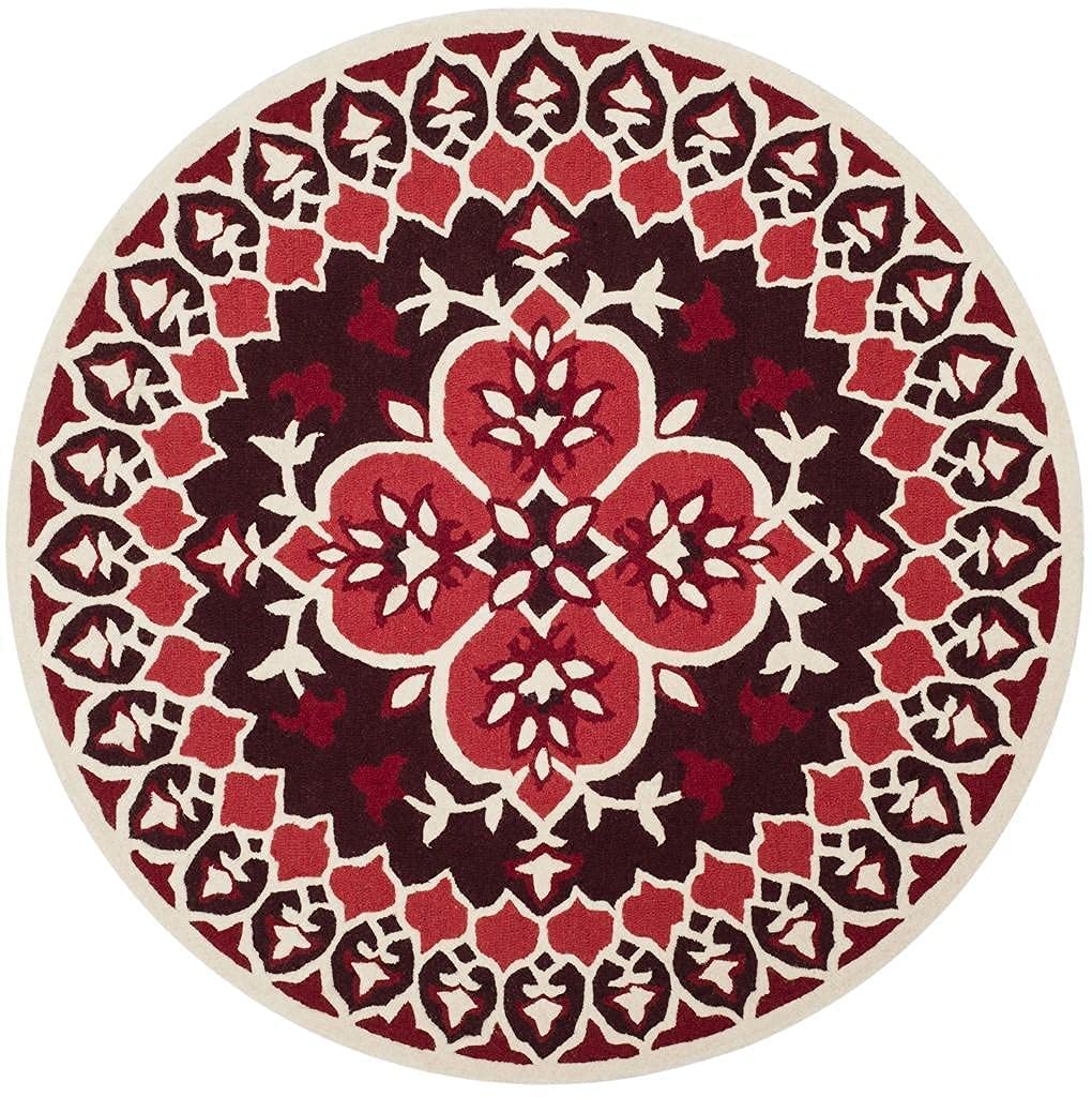 Red Traditional Medallion Round Carpet