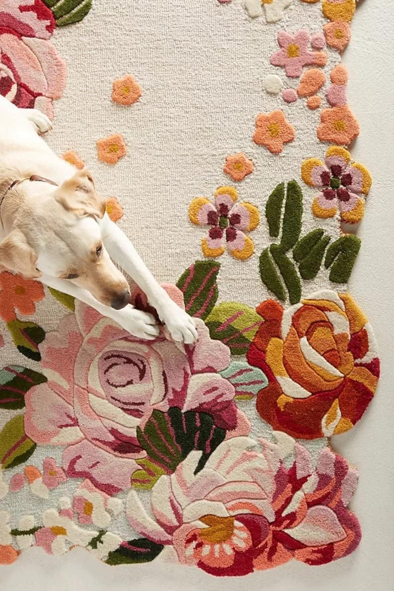 Ivory Rosette Garden Designer Irregular Rug