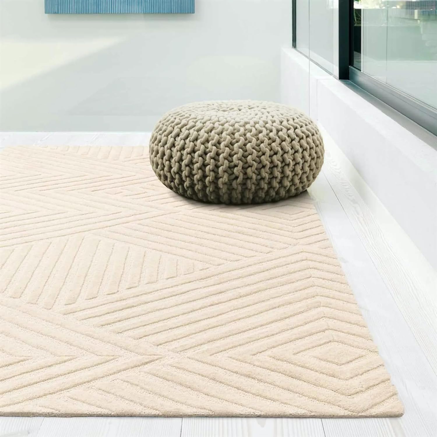 Ivory Hand Tufted  Plain Carpet