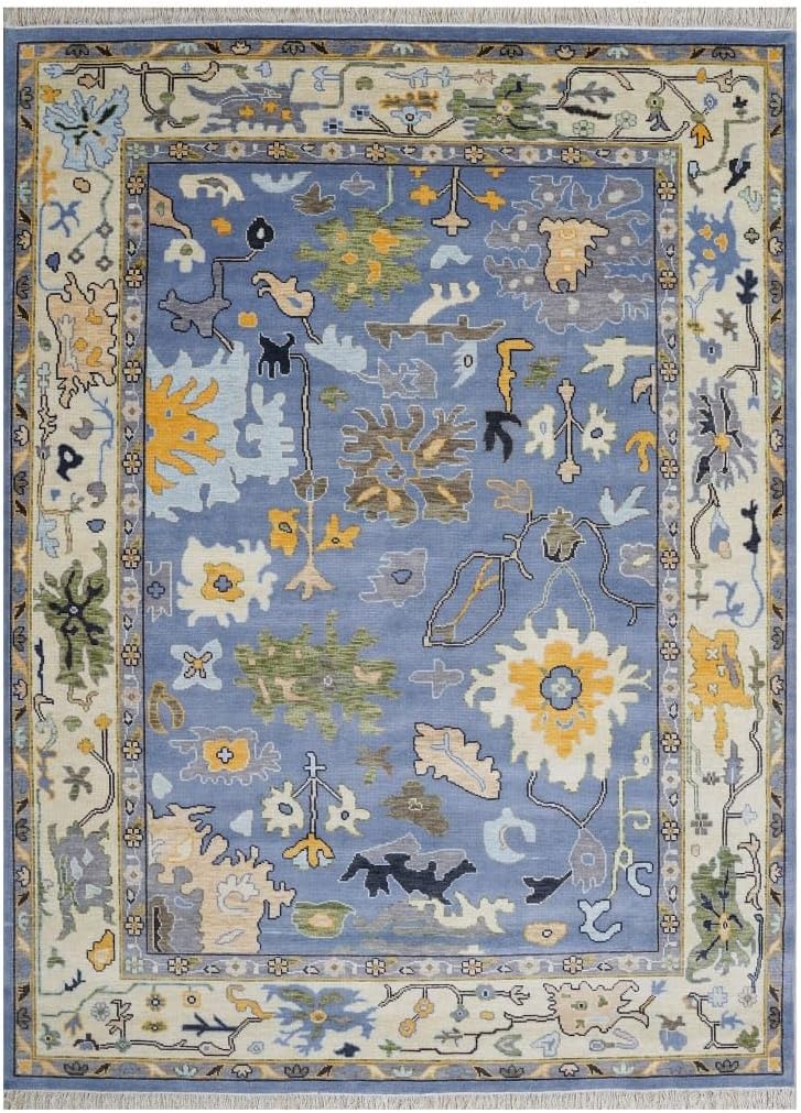 Hand Knotted Oushak Rug for Living Room, Dining Room, Office, Bedroom, Hand Knotted Wool Rug