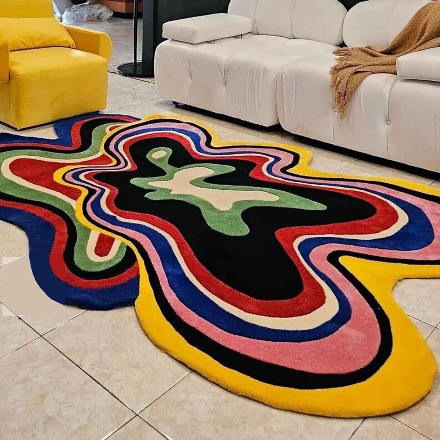 Irregular Floral Area Rug
