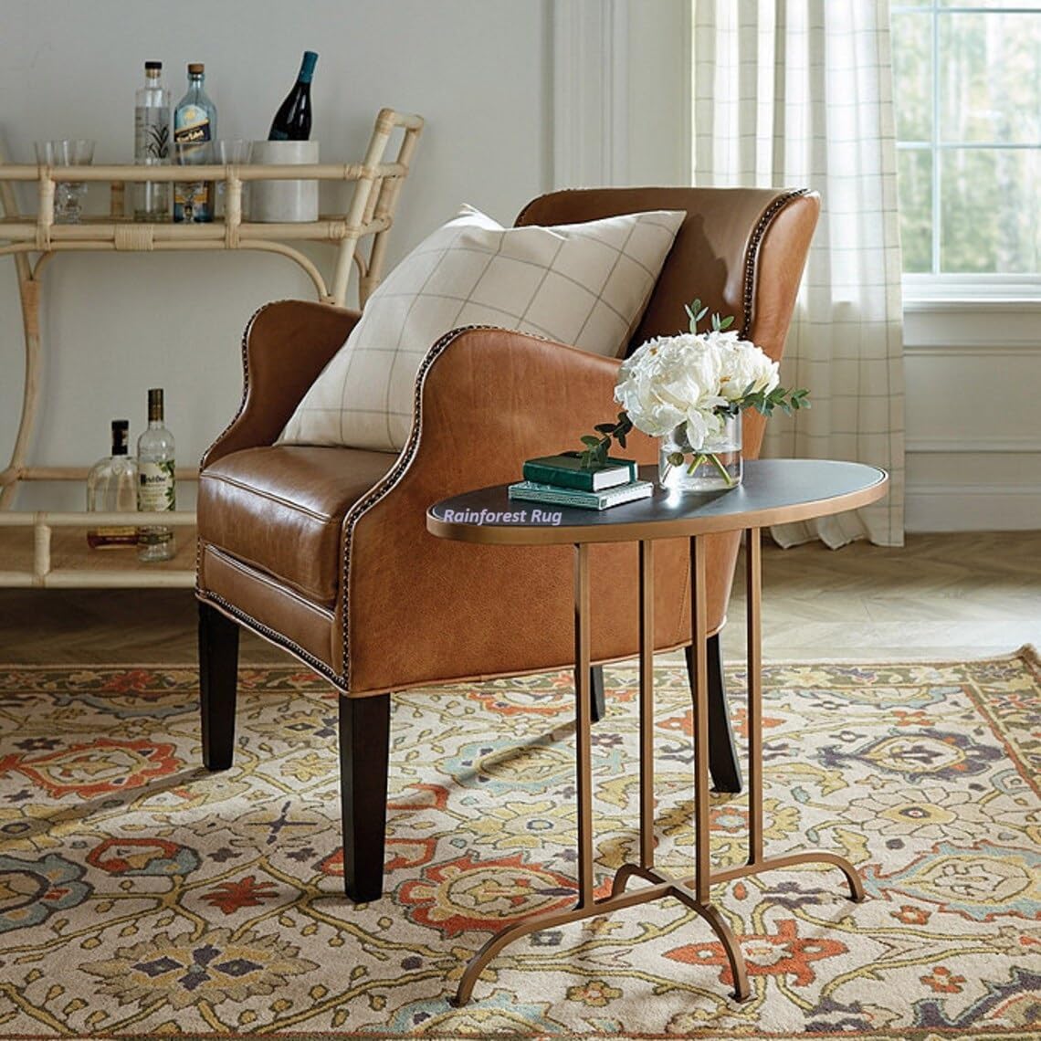 Ivory Signature Floral Lattice Pattern Area Rug