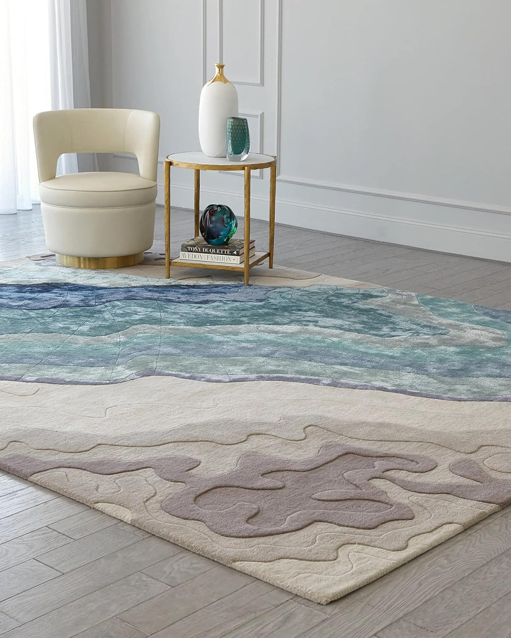 Premium Ocean Tone Wool & Viscose Carpet