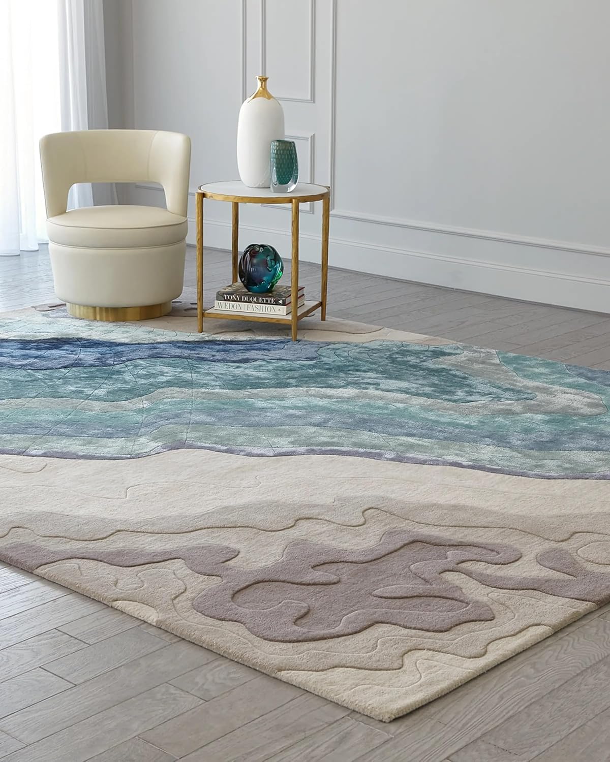 Premium Ocean Tone Wool & Viscose Carpet