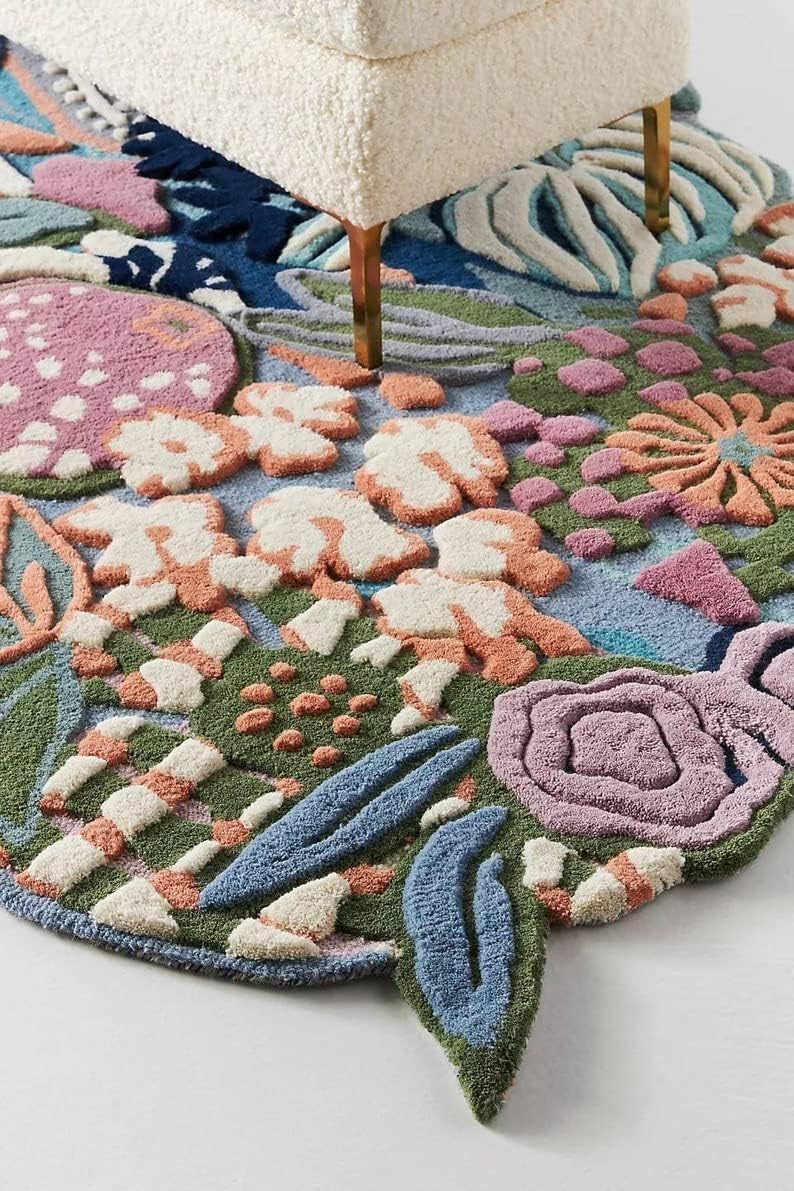 Irregular Floral Area Rug