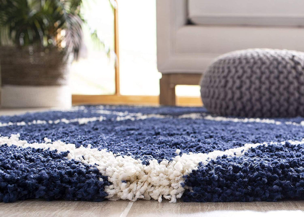 Diamond Pattern Blue Carpet & Rug