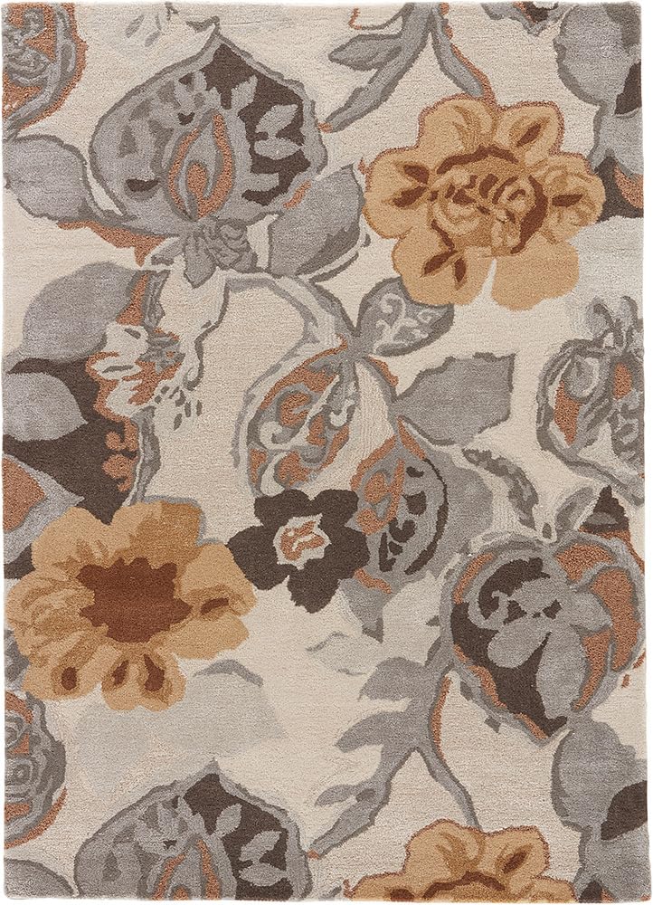 Elegant Floral Beige Area Rug
