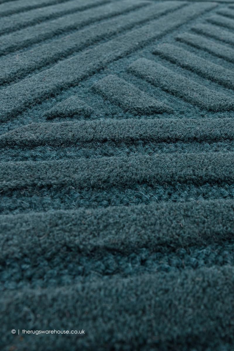 Teal Geometric Textured Area Rug