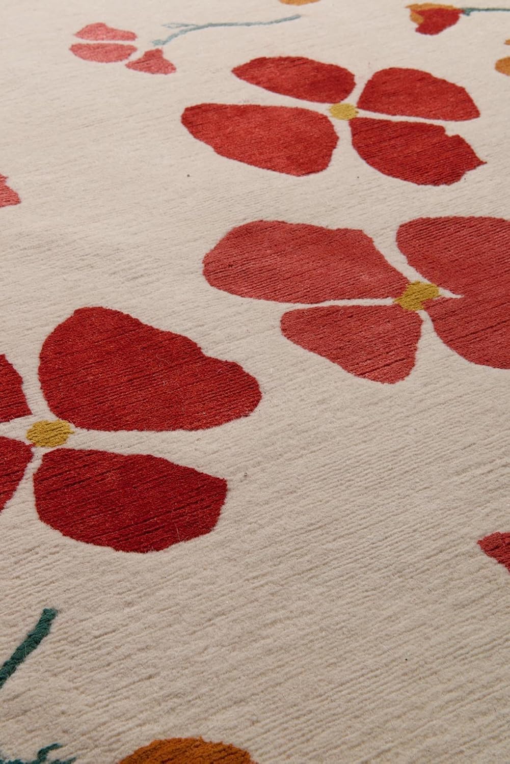 Beige Flower Wool Carpet