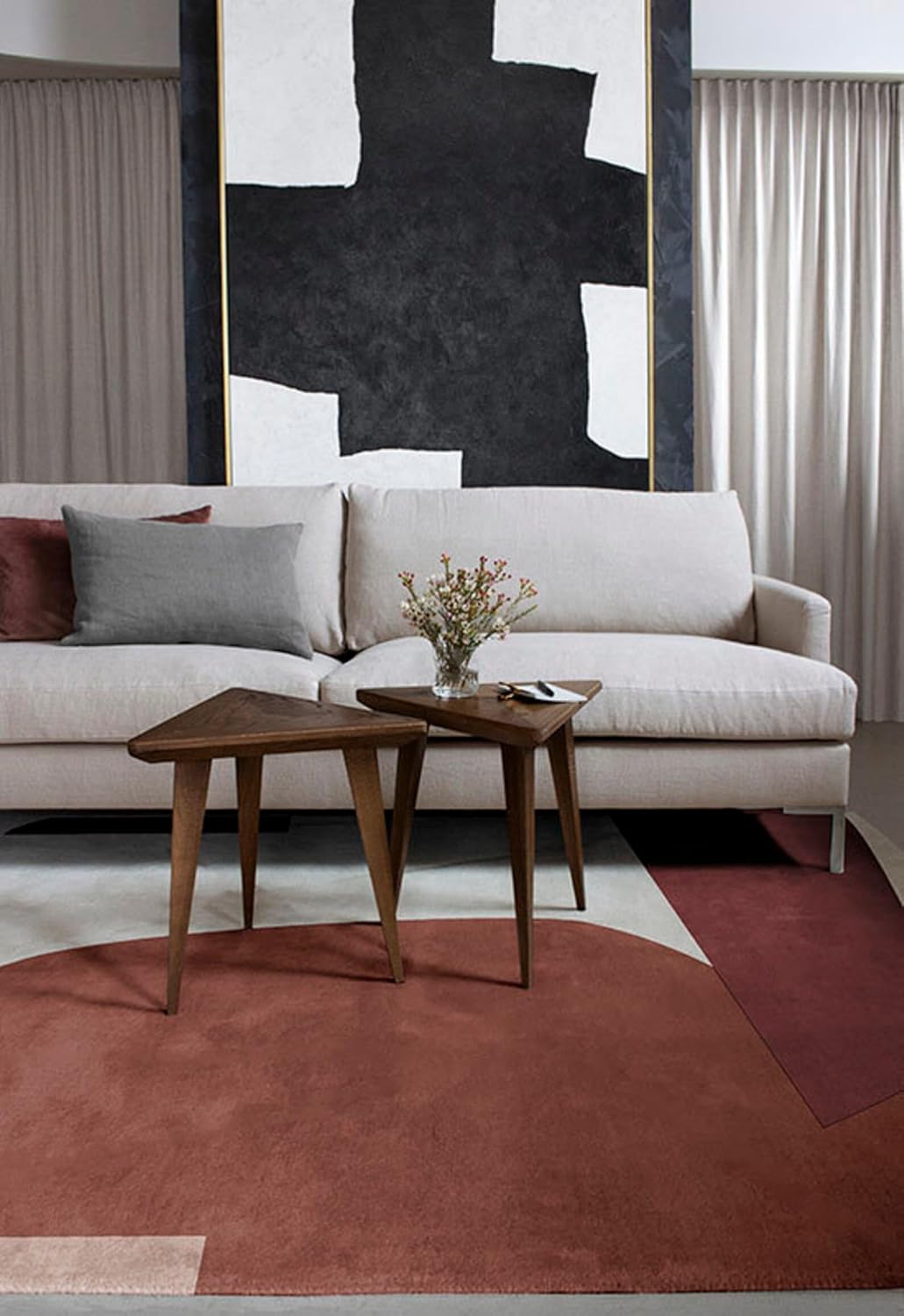 Abstract Terracotta Wool Modern Rug
