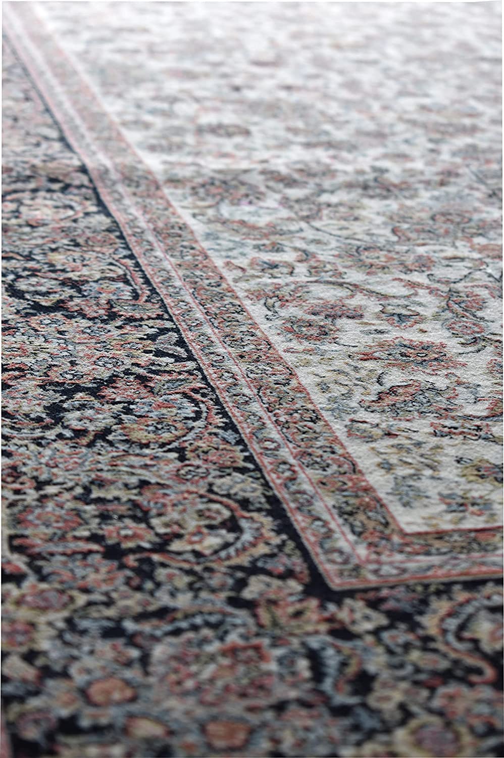 Artistic Irani Light Grey Carpet with Ornamental Medallion Center