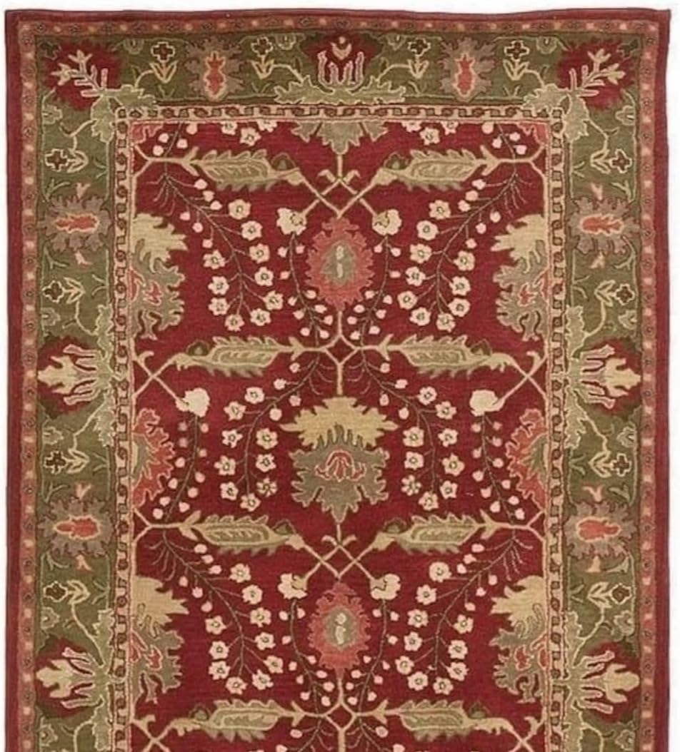 Rich Maroon Traditional Floral Rug