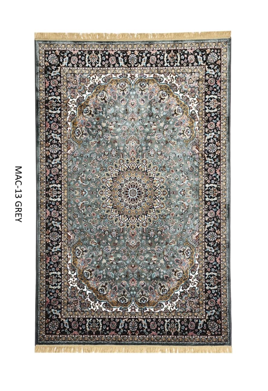 Traditional Grey Medallion Border Rug