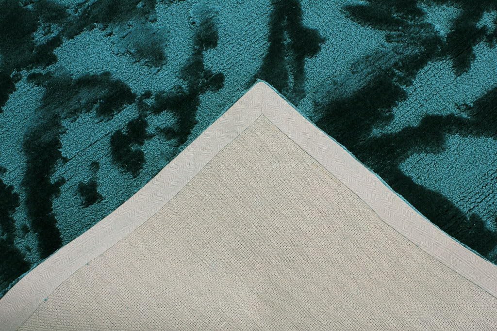 Dark Teal Fluid Wool & Viscose Carpet