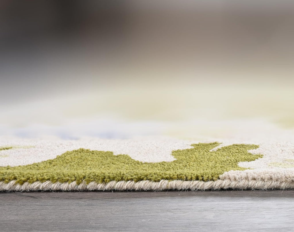 Ivory & Green Artistic Floral Area Rug