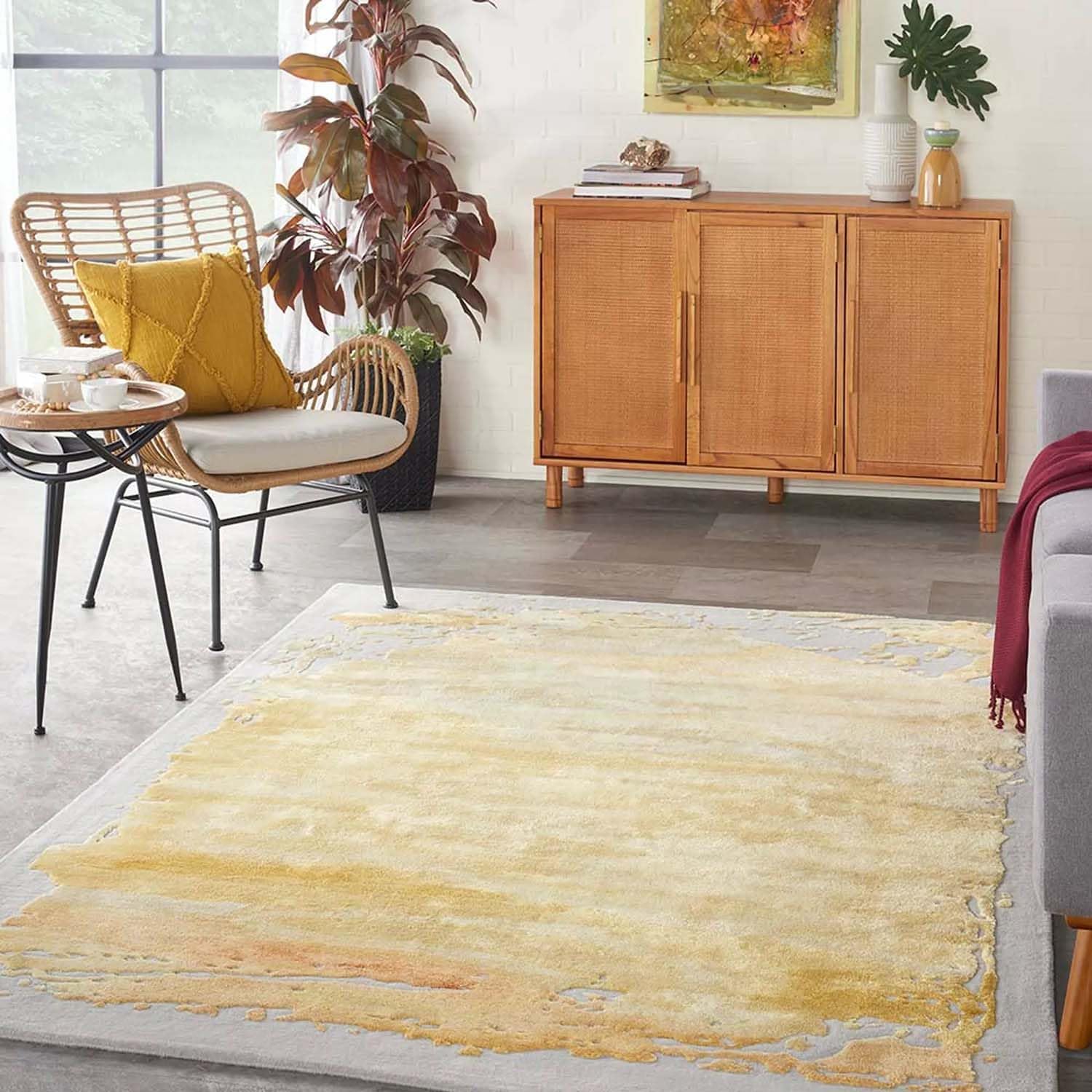 Beige Texture Wool & Viscose Carpet