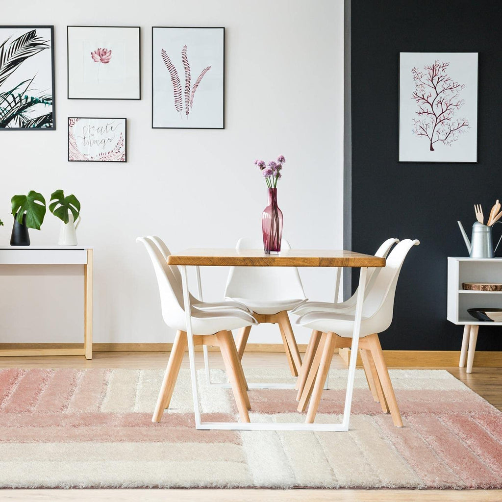 Blush Pink Geometric Block Area Rug
