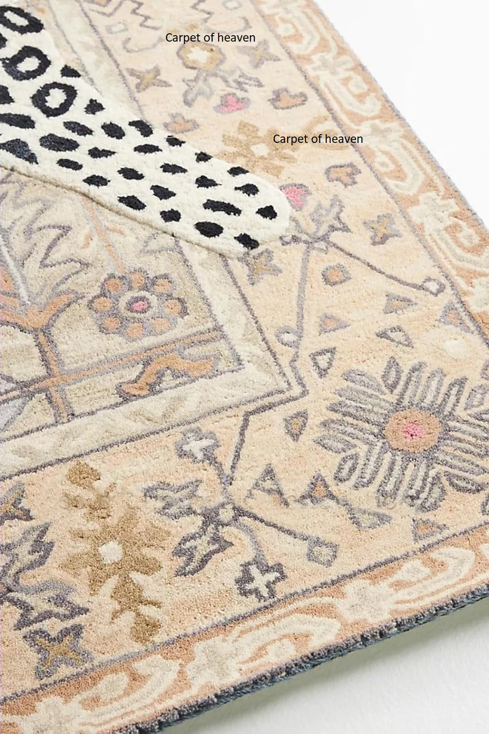 Hand-Tufted Bengal Tiger Animal Print Wool Area Rug - Featuring Symmetrical Palm Leaves Design, Ideal for Living Room, Bedroom, Kitchen & Office, Thick & Durable