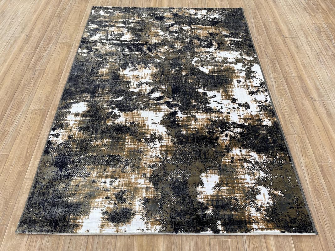 Abstract Distressed Ink Splash Area Rug