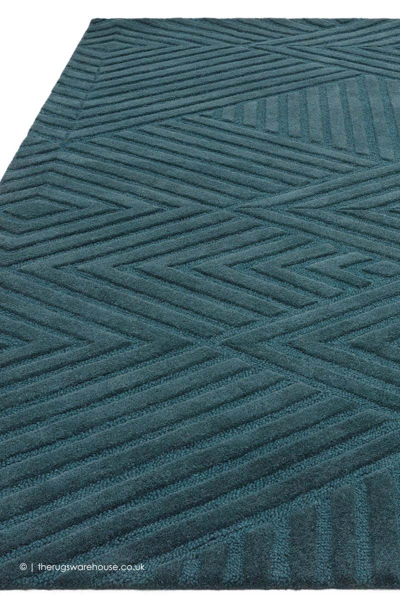 Teal Geometric Textured Area Rug
