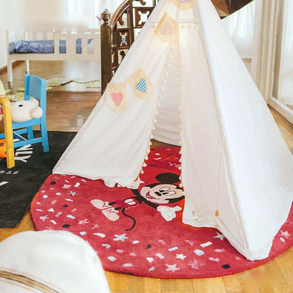 Red Mickey Mouse Kids Round Carpet