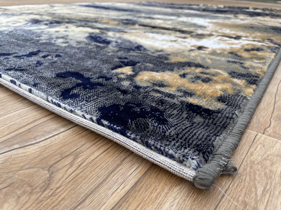 Modern Earth Tone Distressed Texture Rug
