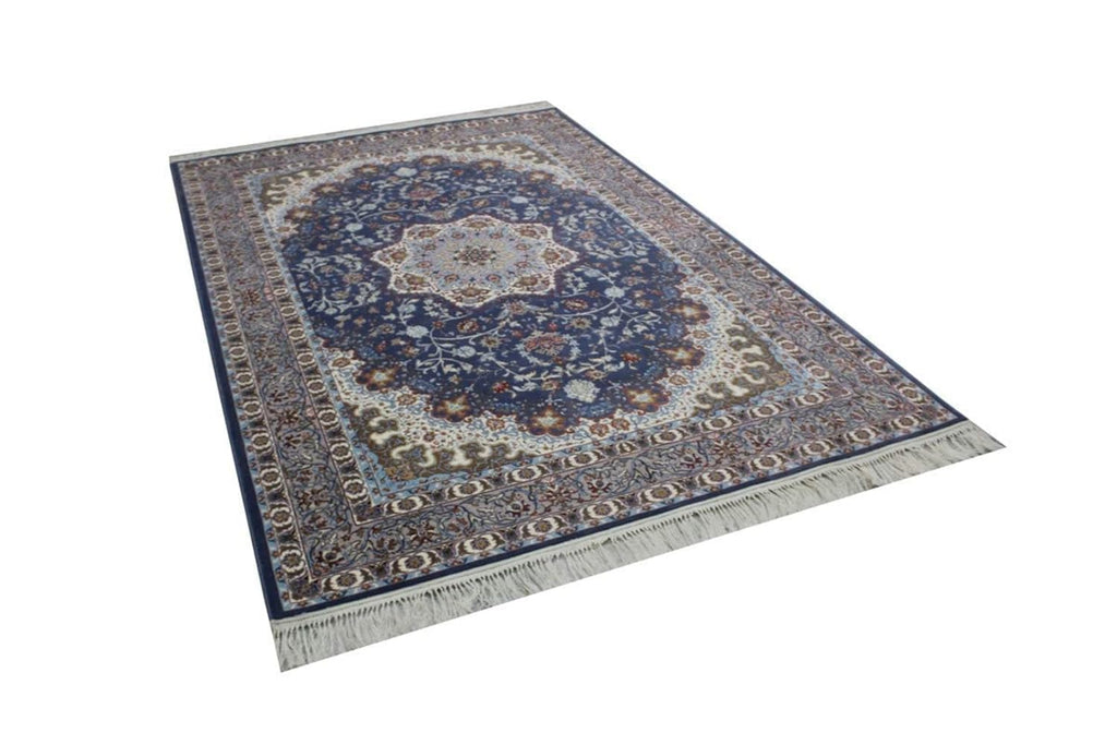Royal Blue Irani Carpet with Classic Persian Medallion Style