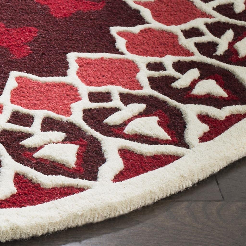 Red Traditional Medallion Round Carpet