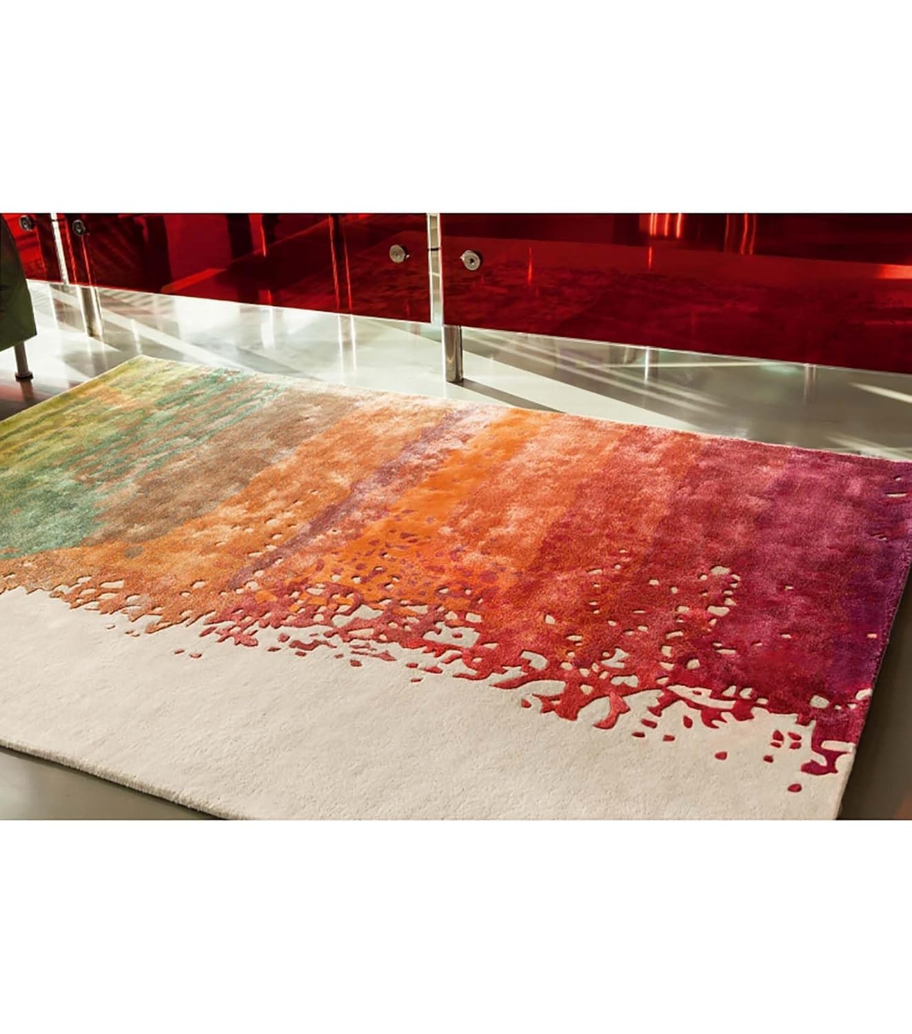 Terracotta Abstract Wool & Viscose Carpet