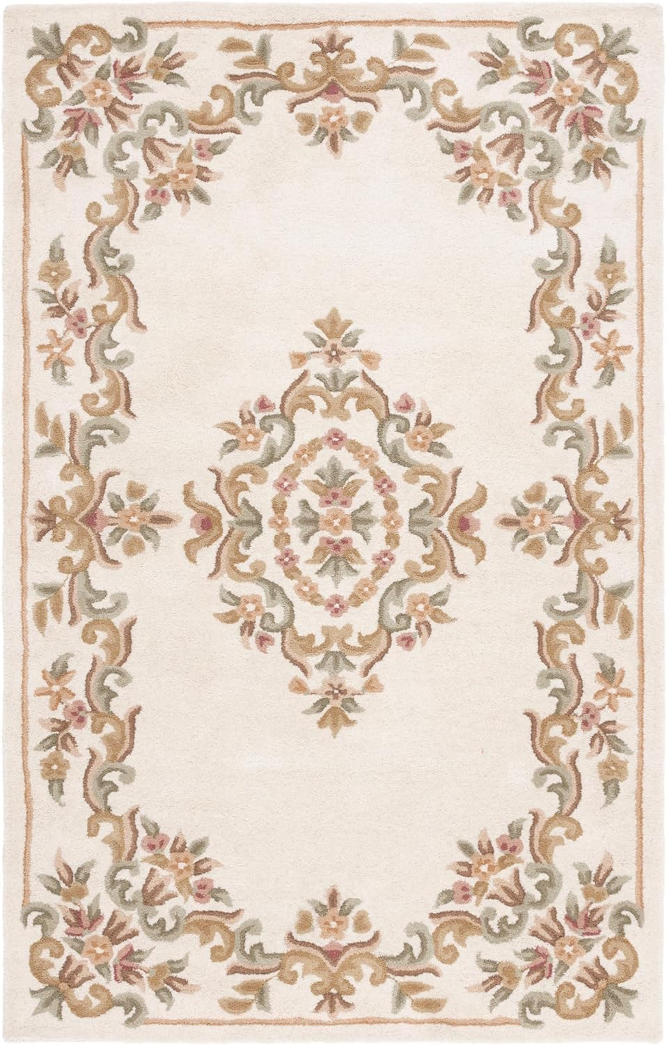 Ivory Floral Abushan Design Carpet & Rug