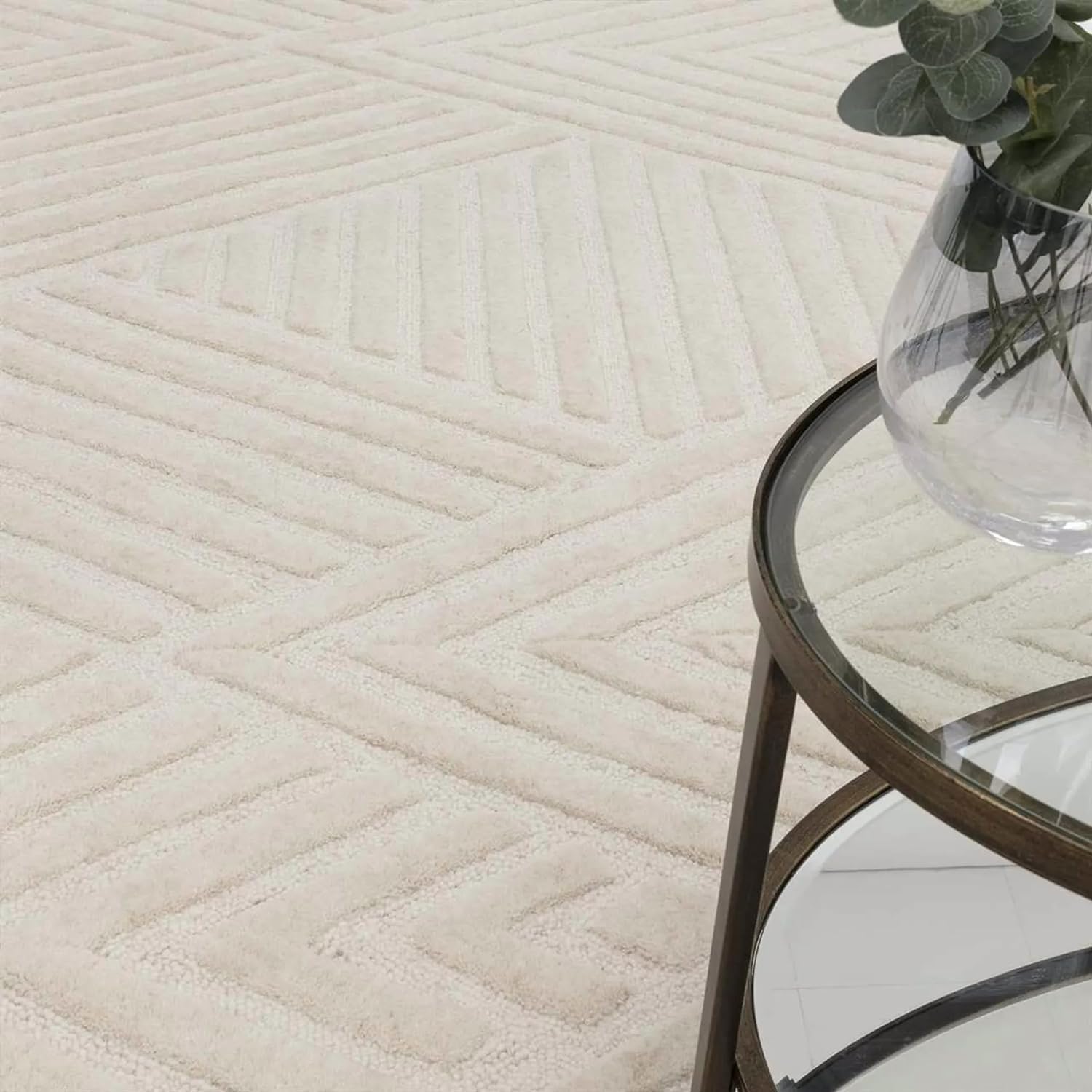 Ivory Hand Tufted  Plain Carpet