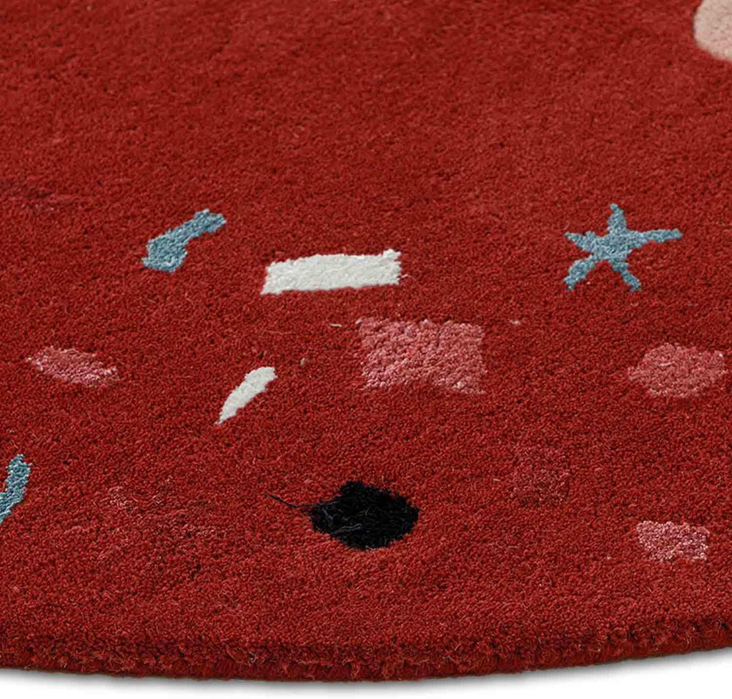 Red Mickey Mouse Kids Round Carpet