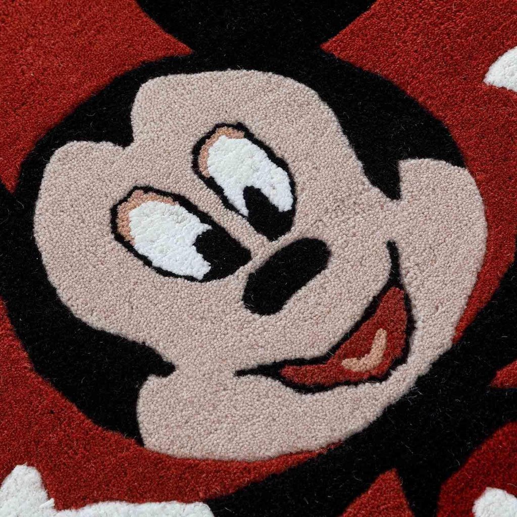 Red Mickey Mouse Kids Round Carpet