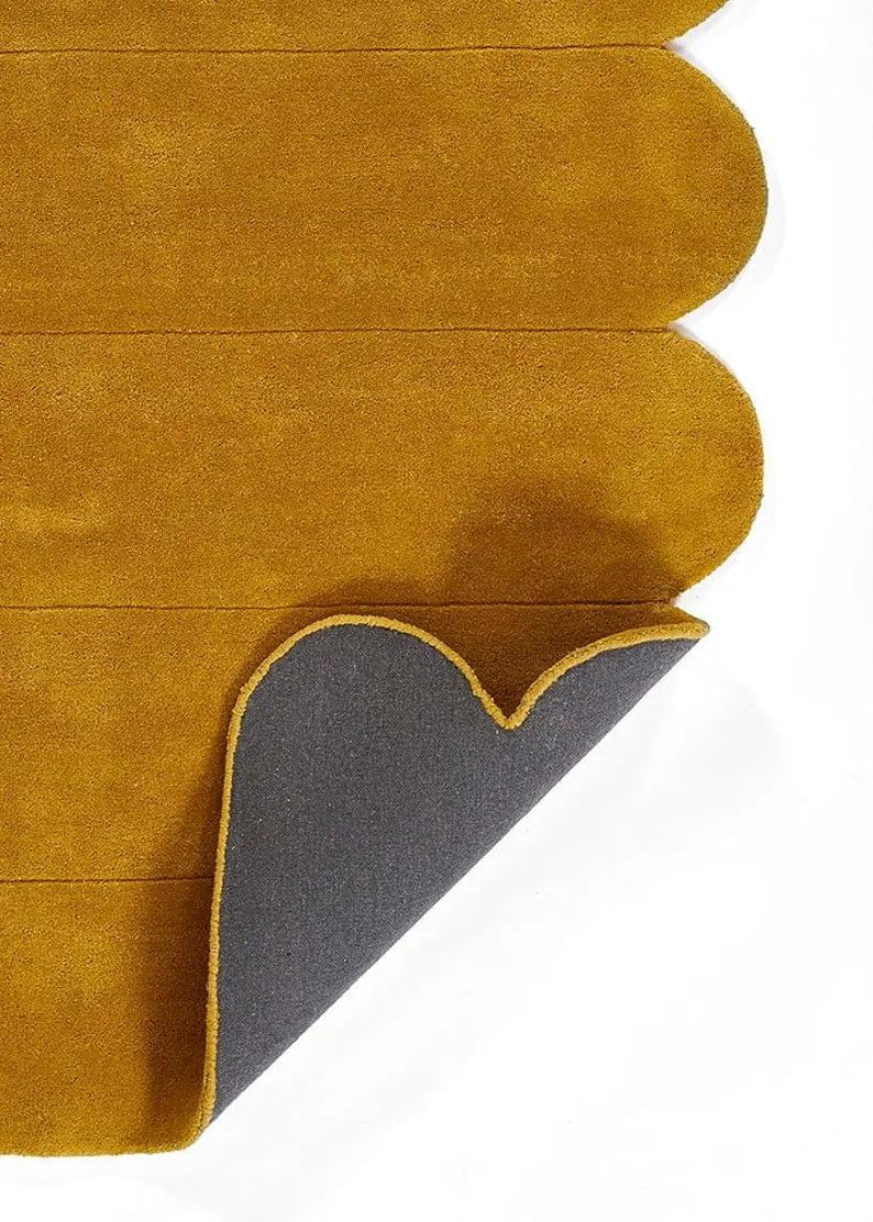 Mustard Gold Sculpted Pill-Strip Area Rug