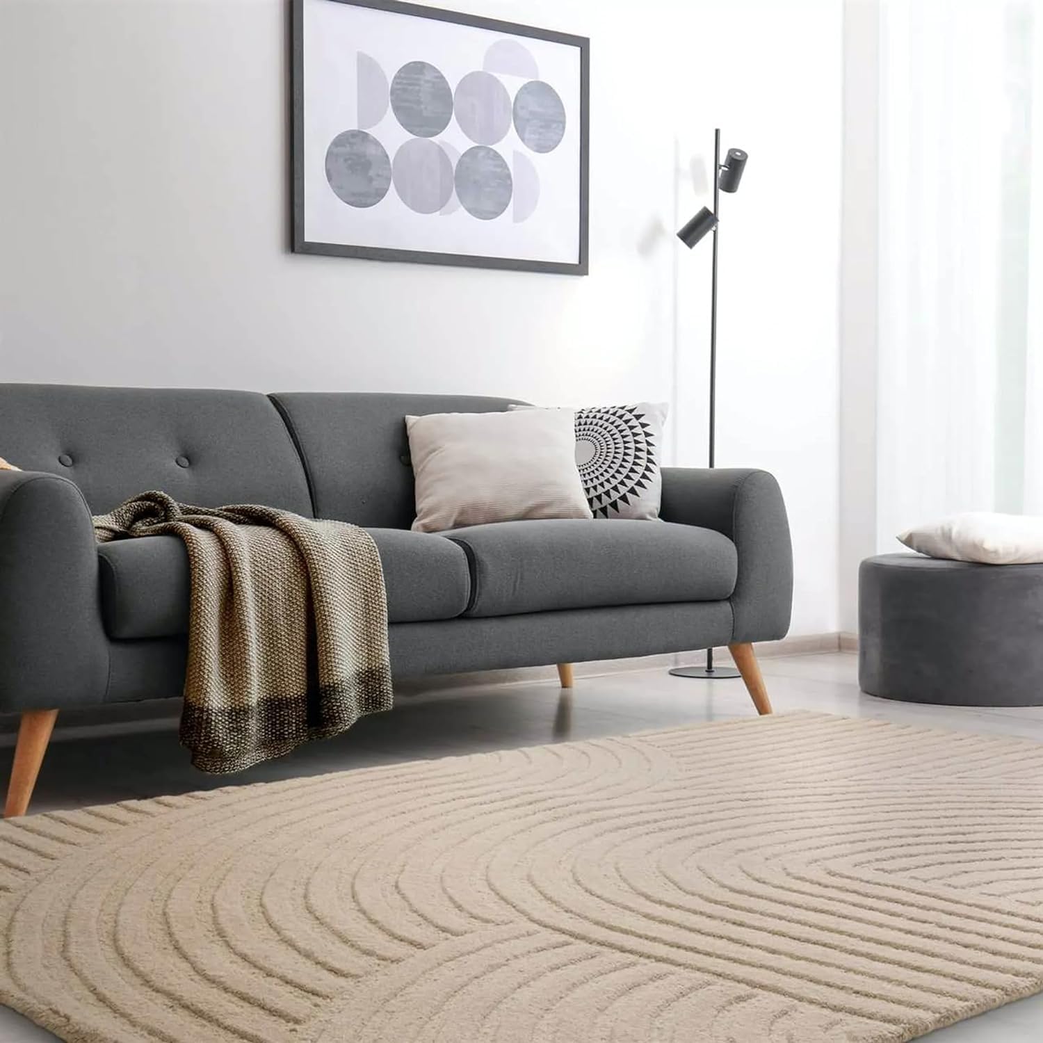 Beige Handmade Wool Carpet