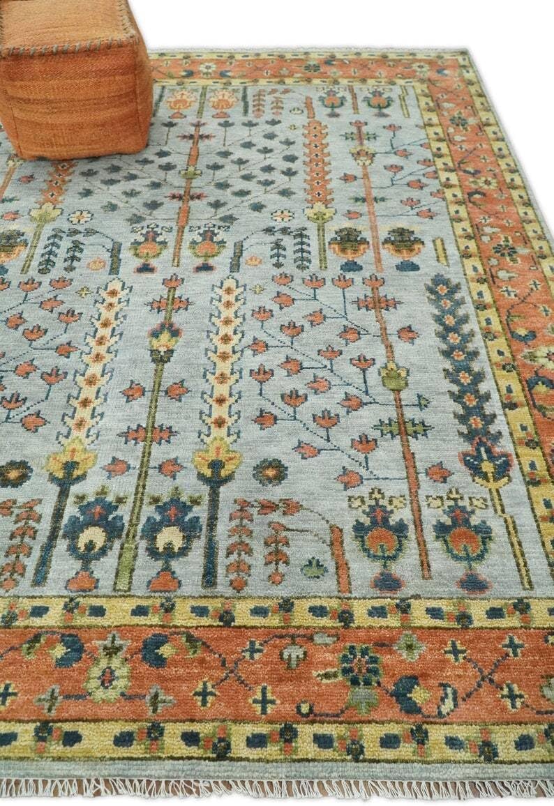 Hand Knotted Oushak Rug for Living Room, Dining Room, Office, Bedroom, Hand Knotted Wool Rug