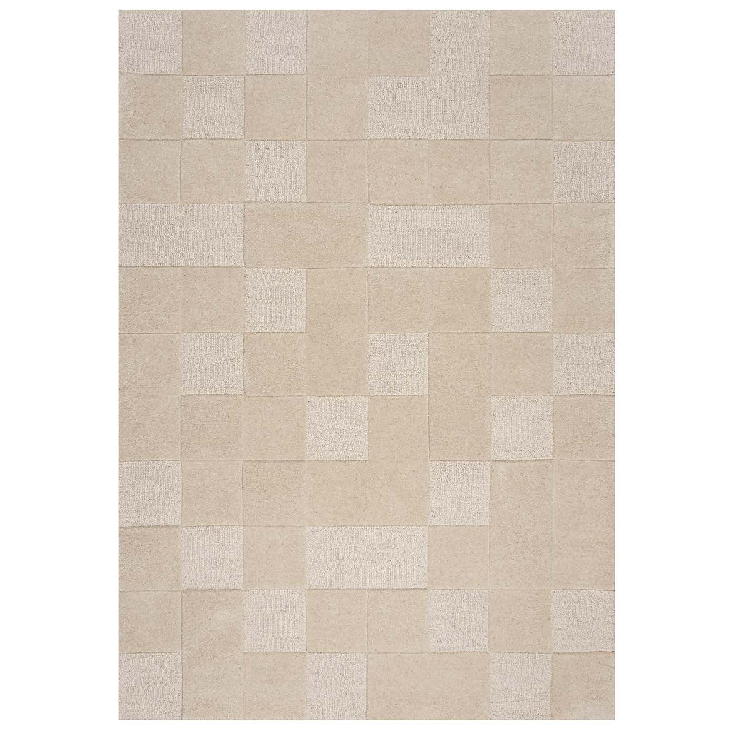 Subtle Beige Patchwork Handmade Wool Carpet