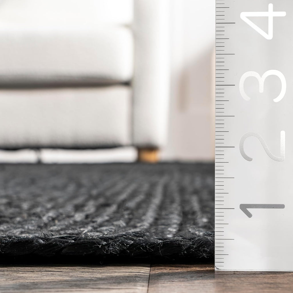 Modern Black Jute Area Rug