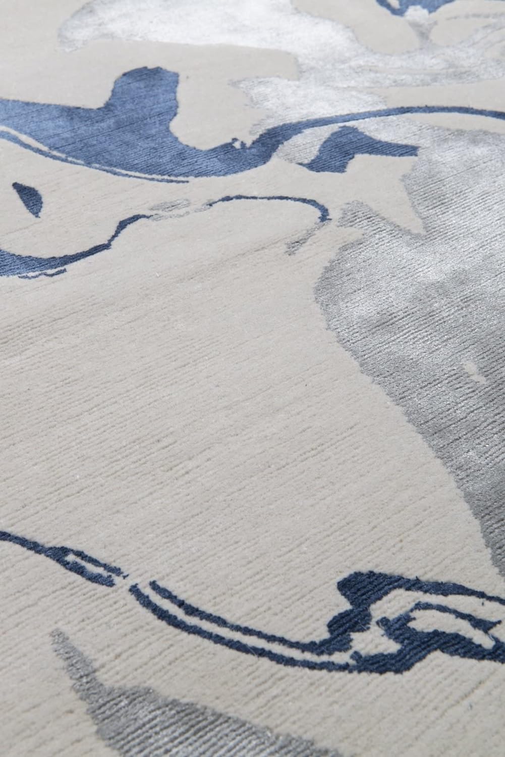 White Ink Flow Designer Wool & Viscose Carpet