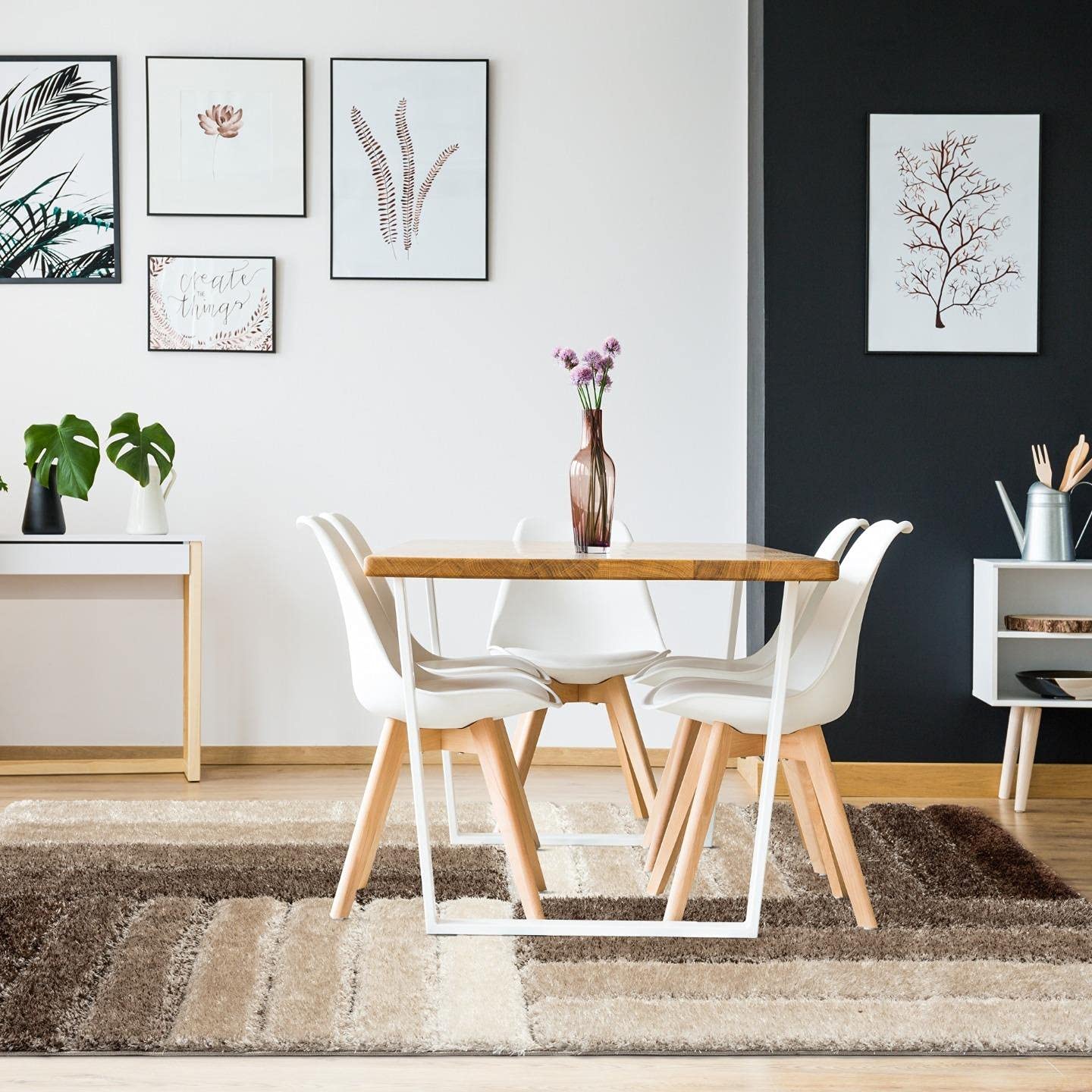 Brown Geometric Patchwork Area Rug