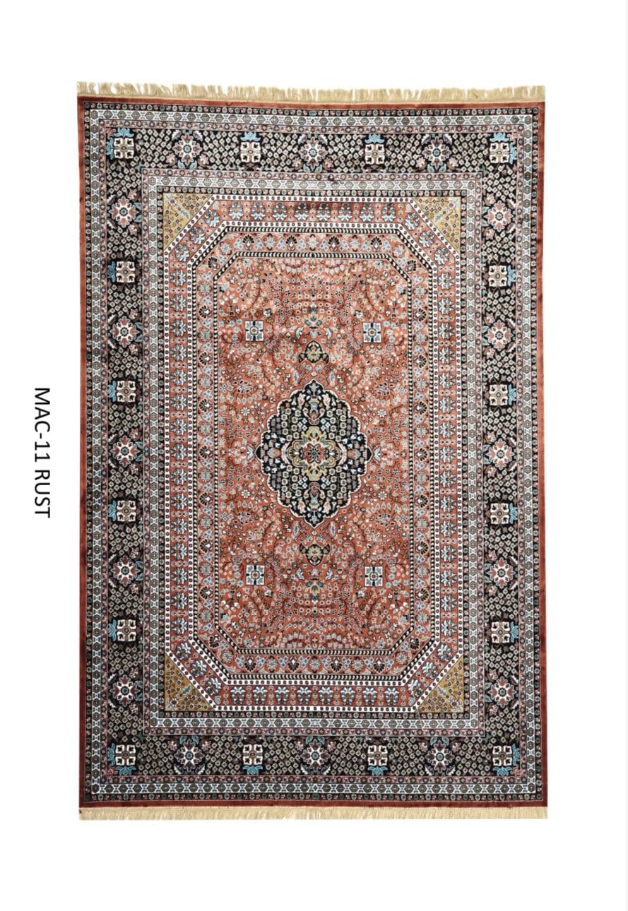 Rust Intricate Floral Medallion Carpet