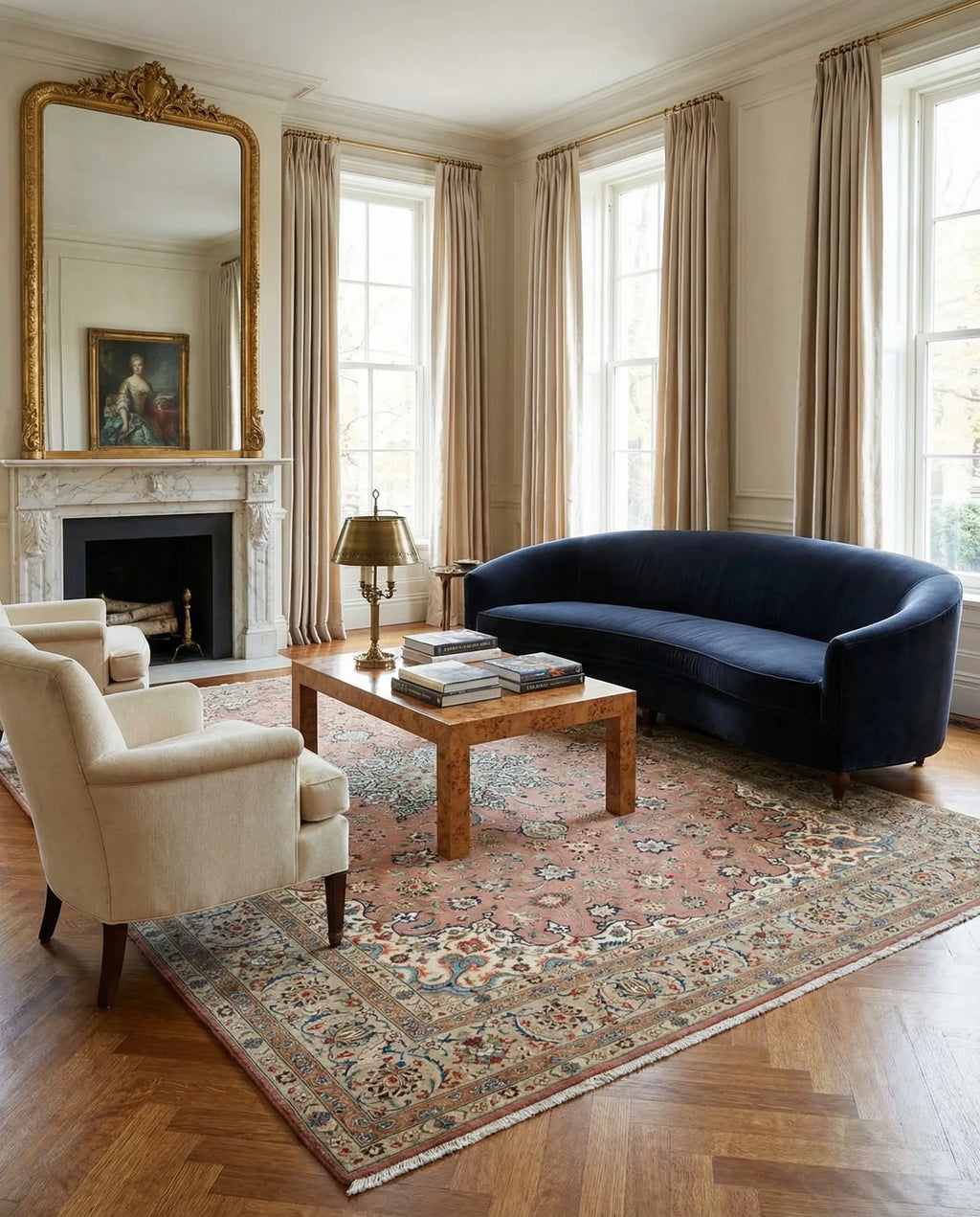 Royal Kashan Dusky Rose Wool Rug