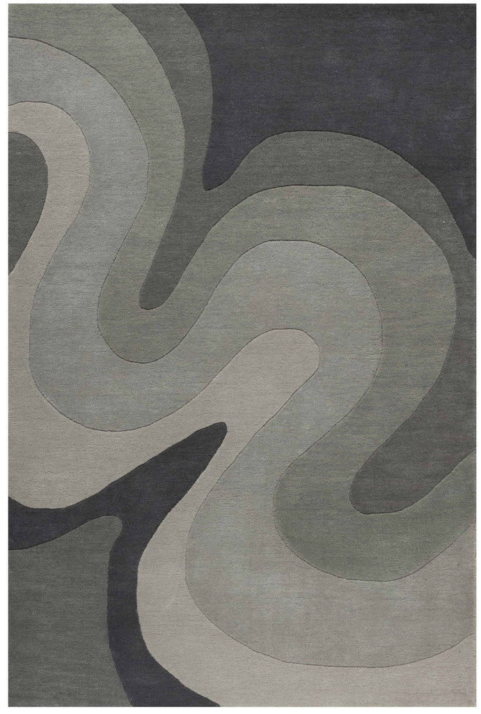 Storm Grey Contemporary Wool Rug