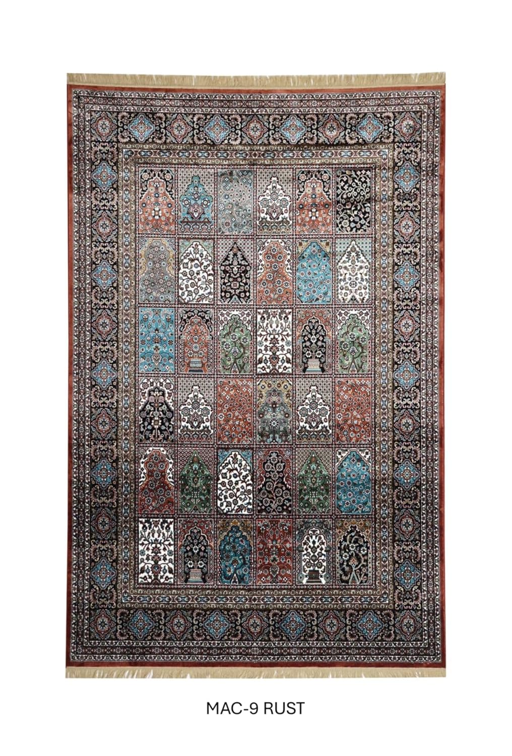 Persian Qom Arch Panel Patchwork Designer Rug
