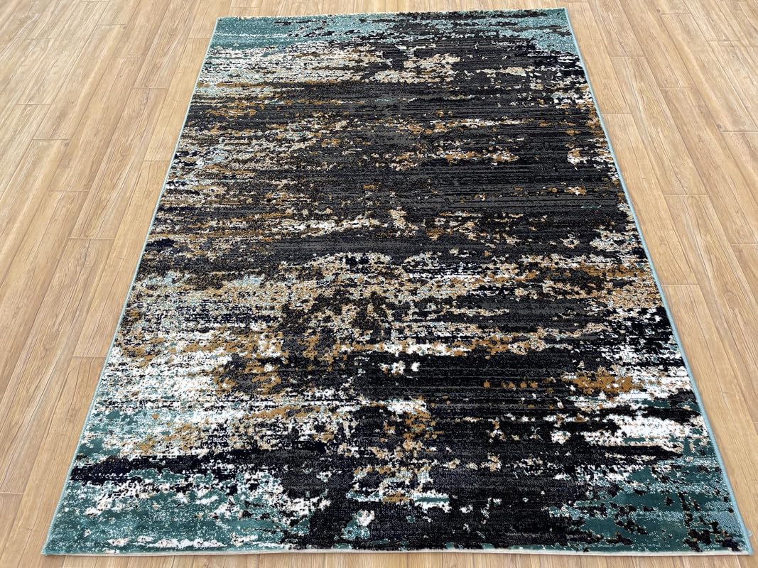 Bold Abstract Layered Texture Designer Rug